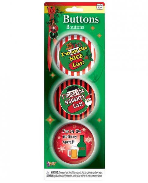 Christmas Funny Buttons Set Of 3