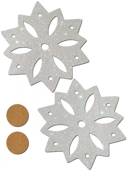 Tease Nipple Pasties Glitter Snow Flake White O/S