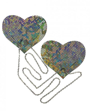 Pastease Chains Disco Heart Pasties Silver O/S