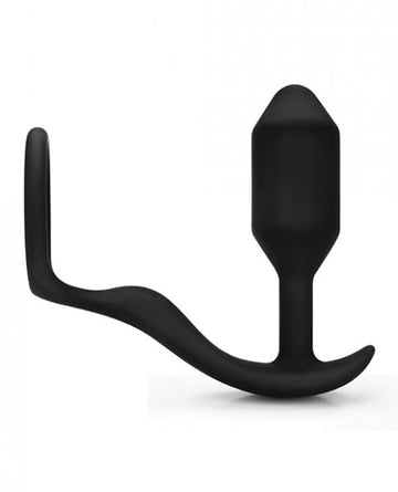 B-Vibe Snug, Tug Weighted Silicone & Penis Ring Black