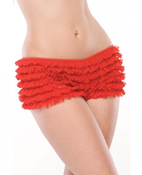 Ruffle Shorts Back Bow Detail Red XXL