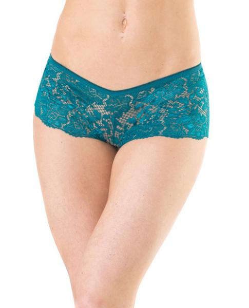 Low Rise Stretch Scallop Lace Booty Shorts Teal O/S