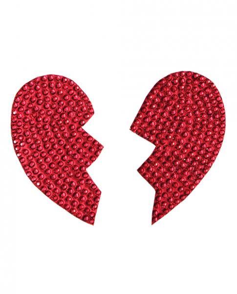 Rhinestone Broken Heart Reusable Pastie Red O/S