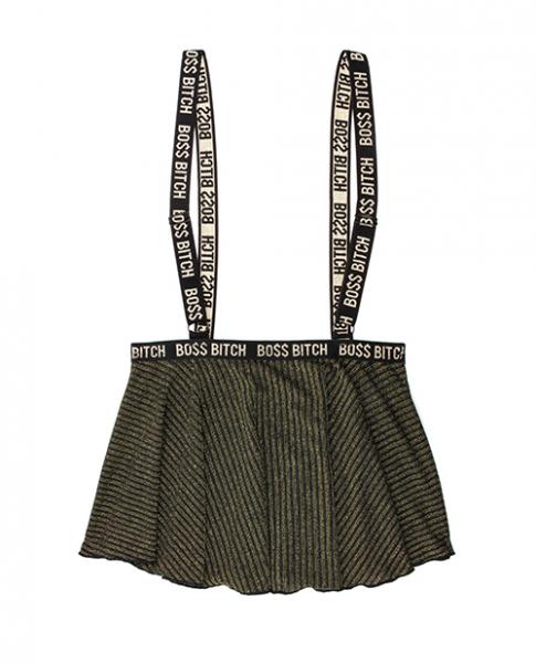 Vibes Boss Bitch Suspender Skirt Black Gold S/M