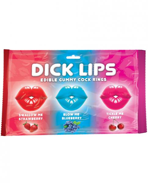 Dicklips Edible Gummy Cock Rings Asst. Flavors 3 Pack