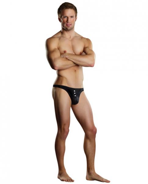 Male power e-z access button thong large/x large - black