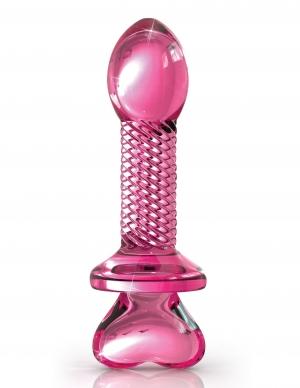 Icicles No 82 Hand Blown Glass Butt Plug Ribbed Pink