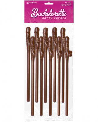 Bachelorette Party Favors Dicky Sipping Straws Brown 10pc.