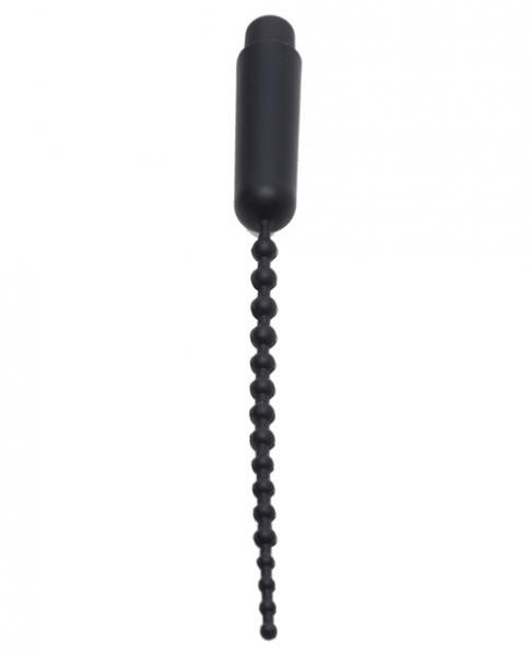 Dark Rod Vibrating Beaded Silicone Sound Black