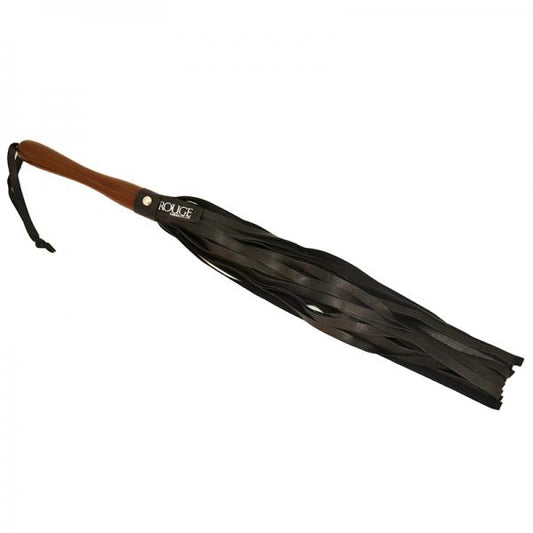 Rouge Leather Wooden Handle Flogger Black