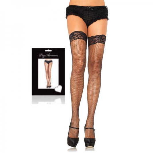 Stay Up Lycra Fishnet W/lace Top Thigh Hi O/s Black