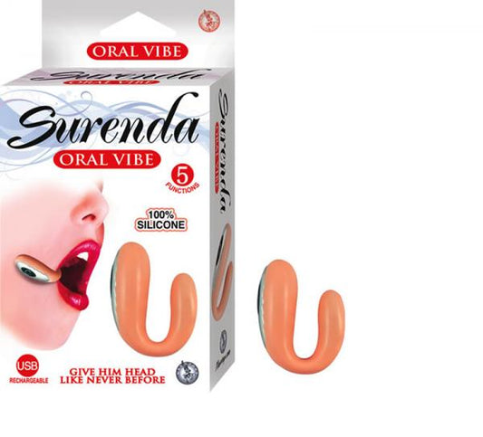 Surenda Silicone Oral Vibe 5 Function USB Rechargeable Waterproof - Beige