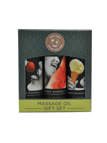 Earthly Body Edible Massage Oil Gift Set 3 Flavors