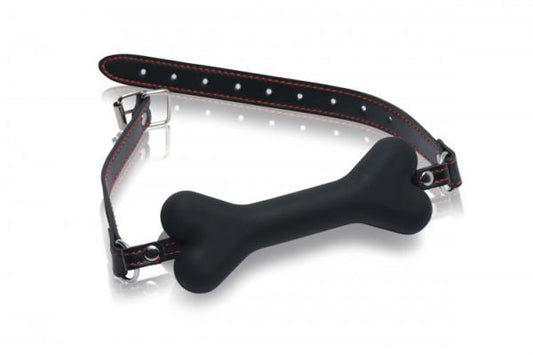 Hound Adjustable Dog Bone Gag Black