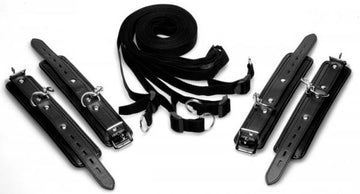 Deluxe Bed Restraint Kit Black Leather