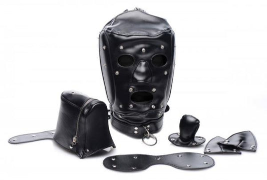 Muzzled Universal BDSM Hood Removable Muzzle Black