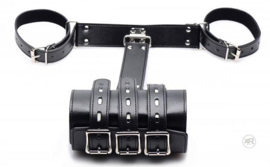 Arm Binder Biceps & Forearm Restraints Black Leather