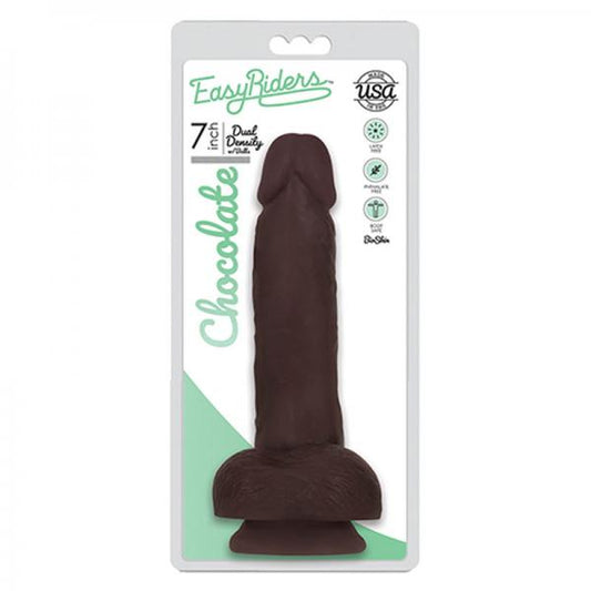 Easy Rider Bioskin Dual Density Dong 7in With Balls Chocolate