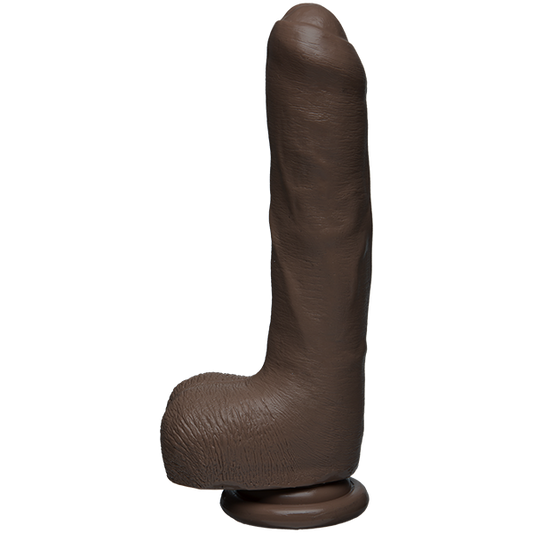 The D Uncut D 9 inches With Balls Firmskyn Brown Dildo