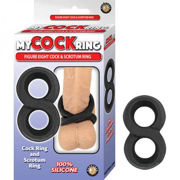 My Cockring Figure Eight Cock &amp; Scrotum Ring Black