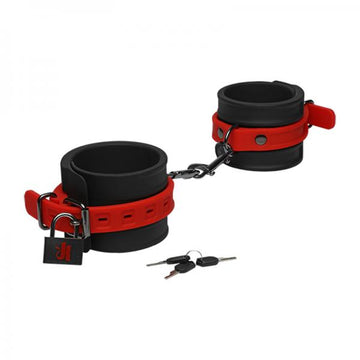 Kink By Doc Johnson Silicone Ankle Cuffs Black&amp;red