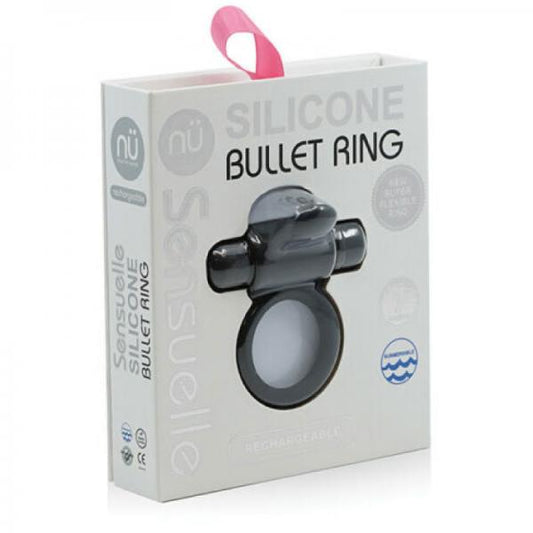 Sensuelle Bullet Cock Ring With Tongue Black