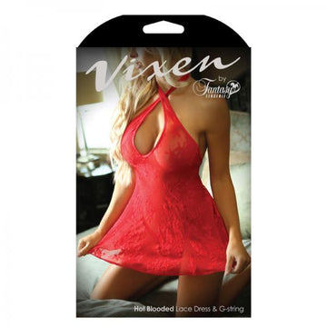 Vixen Hot Blooded Lace Dress &amp; G-string L/XL