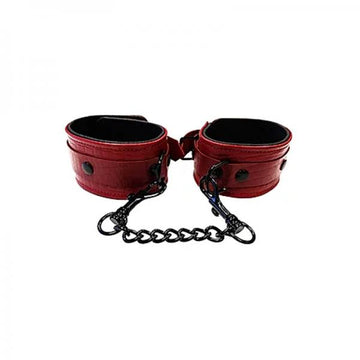 Leather Wrist Cuffs Burgunday &amp; Black Accessories