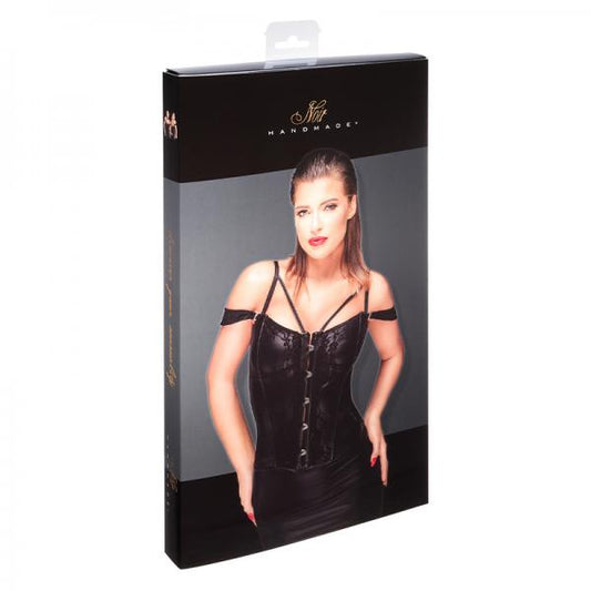 Noir Handmade Corset With Lace And Powerwetlook M