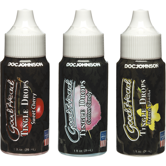 Goodhead Tingle Drops 3 Pack 1oz Vanilla, Cherry and Cotton Candy