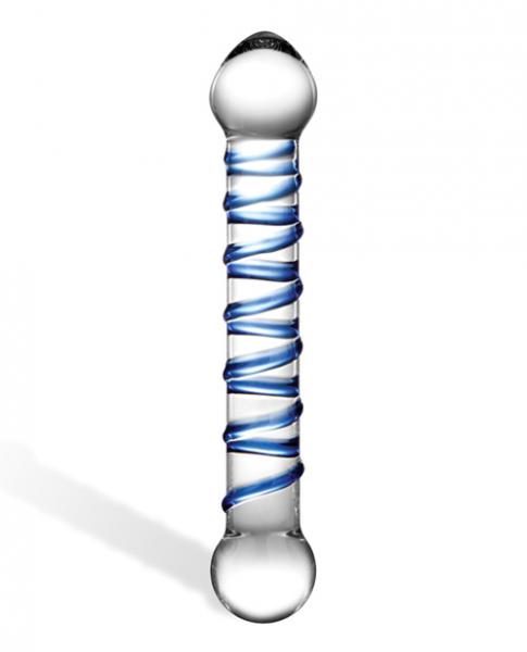 Glas 6.5 inches Glass Spiral Dildo Clear, Blue