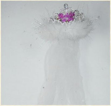 Bride 2B Tiara Flashing White Fur Veil