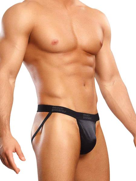 Male Power Satin Lycra Jock Strap Black S/M