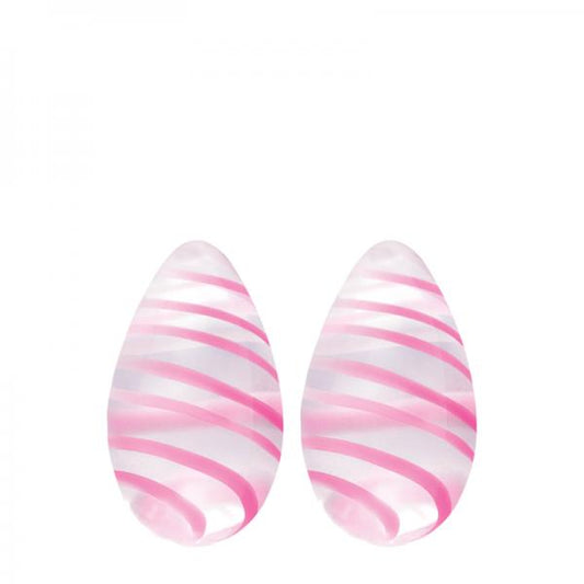 Crystal Premium Glass Eggs Clear Pink Stripes