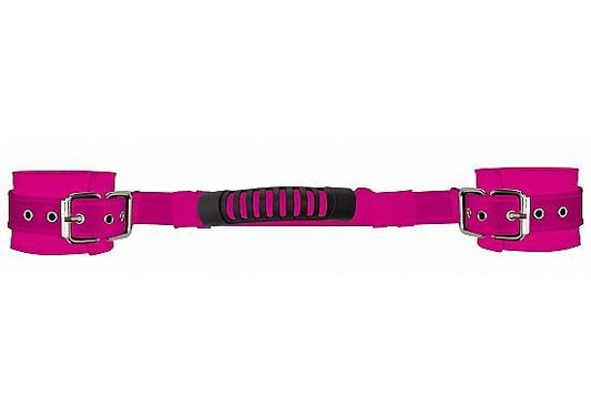 Ouch Adjustable Leather Handcuffs Pink