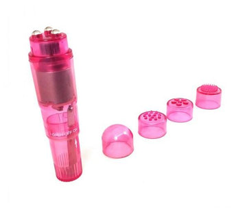 Cloud 9 Novelties Mini Massager Pocket Rocket Pink &amp; 4 Attachments