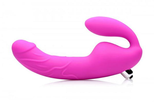 Royal Rider Vibrating Strapless Strap On Dildo Purple