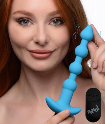 Bang! Vibrating Silicone Anal Beads &amp; Remote Blue